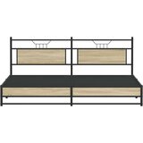 Metalni Kovinski posteljni okvir brez vzmetnice sonoma hrast 200x200 cm, (21829220) | Shoptok.si