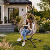 LEAN Viseća stolica za ljuljanje, vrtni jastuci s čahurama, smeđi okvir | shoptok.hr