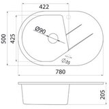 Metalac granitna sudopera xVesta Plus 780x500 Šampanj | Eponuda.com