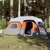 vidaXL Šotor za kampiranje z LED lučkami siv in oranžen 441x288x217 cm Cene