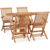  5-dijelni sklopivi vrtni blagovaonski set od masivne tikovine Smeđa 120 x 70 x 75 cm | shoptok.hr