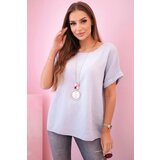 Kesi Włoski Muslin blouse with a necklace grey | Shoptok.si