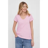 MOS MOSH Bombažna kratka majica ženski, roza barva