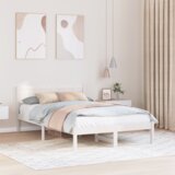 vidaXL Posteljni okvir iz borovega lesa Beli Trden borov les 120 x 200 cm | Shoptok.si