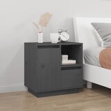 vidaXL Noćni ormarić sivi 50 x 34 x 50 cm od masivne borovine Cijene
