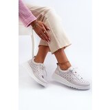 S. BARSKI Women's Openwork Wedge Sneakers Natural Leather Light Grey S.Barski LR482 | Shoptok.si