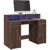  Radni stol s LED svjetlima smeđa boja hrasta 120x55x91cm drveni | shoptok.hr