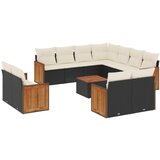  The Living Store Vrtna sedežna garnitura 12-delna z blazinami črn poli ratan - Vrtna Sedežna Garniture, (21451592) | Shoptok.si