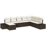 vidaXL 8-delni vrtni kavčni set z blazinami Rjav poli ratan, (22093644) | Shoptok.si