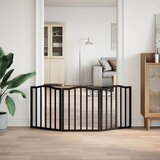  Vrata za pse s 3 panela sklopiva crna 150 cm od drva topole | shoptok.hr