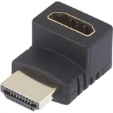 HDMI adapter [1x HDMI-utikač 1x HDMI-utikač] 270° zakrivljen na gore pozlačeni kontakt crn