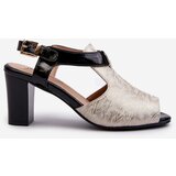 Boto Women's sandals with a heel made of eco-leather in gold-black Queenmarie | Shoptok.si