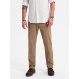 Ombre Men's REGULAR FIT chino pants with fine texture - dark beige Cijene