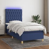 The Living Store Box spring postelja z vzmetnico LED modra 100x200 cm blago - Box Spring Postelja, (21516702) Cene