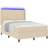  LED Box Spring Krevet s madracem Krema 140 x 200 cm tkanina - Krema 140 x 200 cm Dizajn linija | shoptok.hr