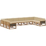 vidaXL Zunanja garnitura za sedenje z blazino 10 pcs Naravna in bež, (5000279526) | Shoptok.si