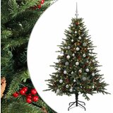  Umjetno božićno drvce s kuglicom 120 cm 150 LED lampica - Zelena 120 cm s LED-ima i srebrnim lopticama | shoptok.hr