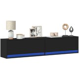 vidaXL Zidni TV ormarić s LED svjetlima crni 180x31x38 cm | shoptok.hr