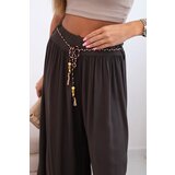 Kesi Włoski Women's wide-leg viscose trousers brown | Shoptok.si