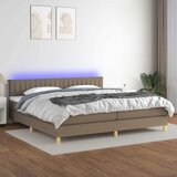  Krevet box spring s madracem LED smeđesivi 200x200 cm tkanina | shoptok.hr