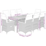  9-dijelni vrtni blagovaonski set s jastucima crni od poliratana Crna 190 x 90 x 75 cm | shoptok.hr