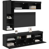 TV ormar s LED svjetlima 7 pcs Crni hrast Konstruirano drvo | shoptok.hr