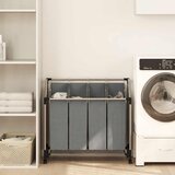  Košara za rublje s kotačima, 4 odjeljka, siva | shoptok.hr