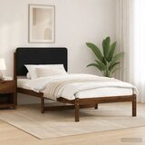 Krevetni okvir s tapiciranim uzglavljem Tamno smeđa i crna - tamno smeđa i crna 80 x 200 cm | shoptok.hr