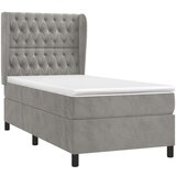 Box spring postelja z vzmetnico svetlo siva 90x200 cm žamet, (20789887) | Shoptok.si