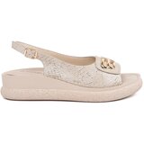 GOODIN Flat sandals with taupe decoration Cene
