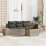 vidaXL 5-delni vrtni jedilni set s blazinami siva poli ratan akacija | Shoptok.si