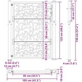  Vrtna vrata crna 105x130 cm dizajn čeličnog lišća | shoptok.hr