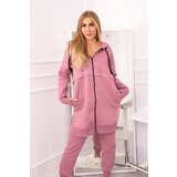 Kesi Insulated set with a long sweatshirt in dark pink color Cene