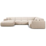 Micadoni Bež kotna sedežna garnitura iz tkanine bouclé (v obliki črke "U") Molino – | Shoptok.si