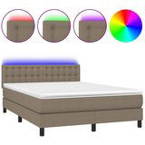 Maison Chic Box spring postelja - Vzmetna postelja z vzmetnico LED taupe 140x200 cm blago SL8989, (21901199) | Shoptok.si