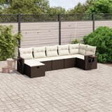 vidaXL 7-dijelni set vrtnih sofa od poliratana s jastucima smeđi | shoptok.hr