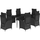  7-dijelni vrtni blagovaonski set s jastucima crni od poliratana | shoptok.hr