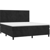 vidaXL Box spring postelja z vzmetnico LED črna 160x200 cm žamet | Shoptok.si