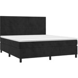 vidaXL Krevet box spring s madracem LED crni 160x200 cm baršun | shoptok.hr