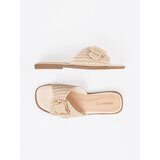 GOODIN Beige and white checkered flip-flops with buckle | ePonuda.com