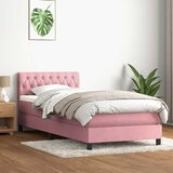 Box Spring krevet s madracem i LED ružičasti 80 x 220 cm baršunasti | shoptok.hr