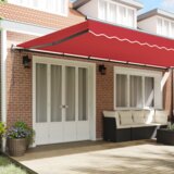 vidaXL Avtomatska Retraktibilna tenda rdeča 600x300 cm, Nadomestna tenda za okvir 6x3 m rdeča | Shoptok.si