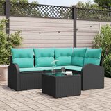  Sjedeća garnitura za vrt 5 kom. Crna i Tirkizna poliratan 179 x 124 x 85 cm | Shoptok.si
