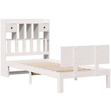vidaXL Knjižna postelja brez vzmetnice bela 75x190 cm trdna borovina | Shoptok.si
