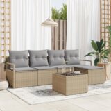vidaXL 6-delni vrtni kavč set z blazinami črni poli ratan | Shoptok.si