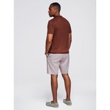 Ombre Men's buttonless polo shirt with classic weave - dark brown | shoptok.hr