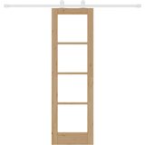  Klizna vrata ORKDAL 61 x 198,5 cm Masivna borovina i staklo Smeđa | Shoptok.si