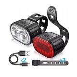 Set močnih aku. led kolesarskih svetilk usb vodoodpornih črnih | shoptok.hr