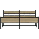 Metalni Kovinski posteljni okvir brez vzmetnice sonoma hrast 193x203 cm, (21607937) | Shoptok.si