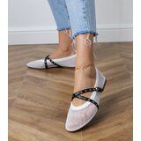 D/CEO White mesh ballet flats with decorative buckle Zerid | Shoptok.si